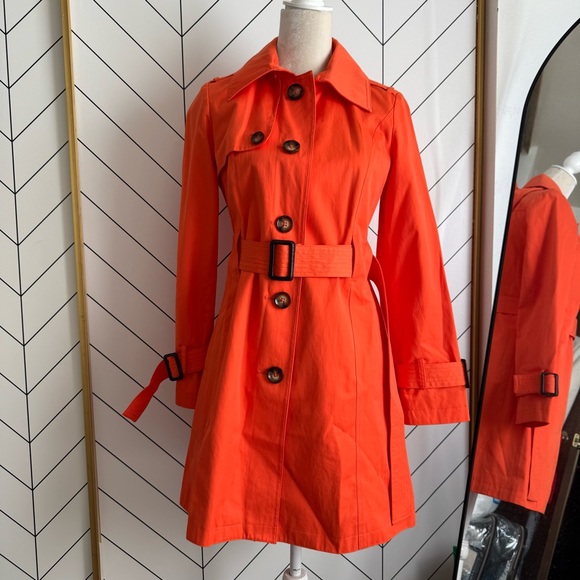 MICHAEL Michael Kors Jackets & Blazers - Michael Kors  Orange Belted Trench Coat